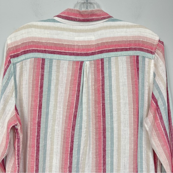Rails Charli Button Down Top Tropic Metallic Stripe Linen Blouse Top Revolve M - Picture 10 of 16
